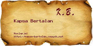 Kapsa Bertalan névjegykártya