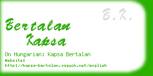 bertalan kapsa business card